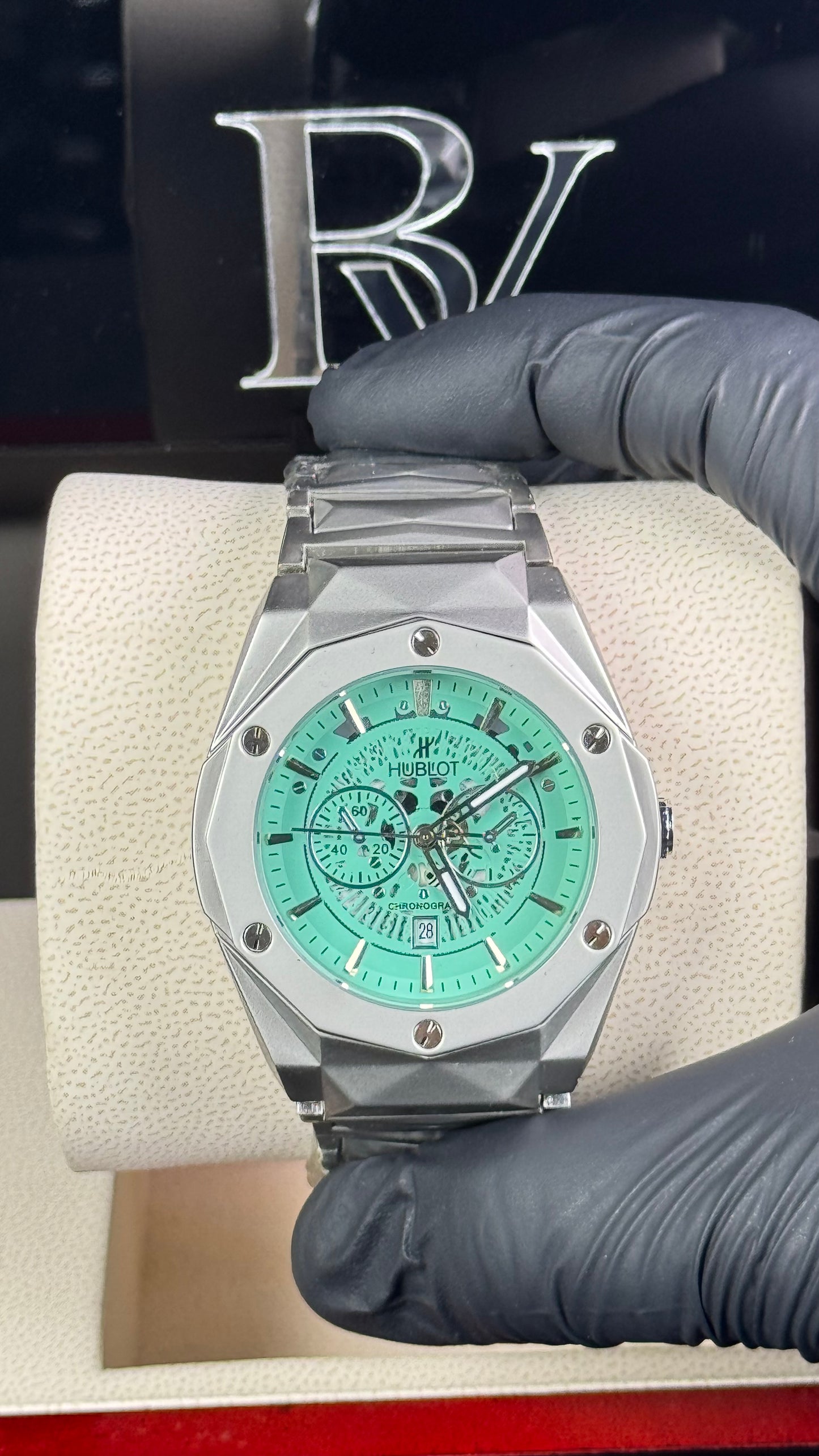 HB Silver Green Diamond Cut